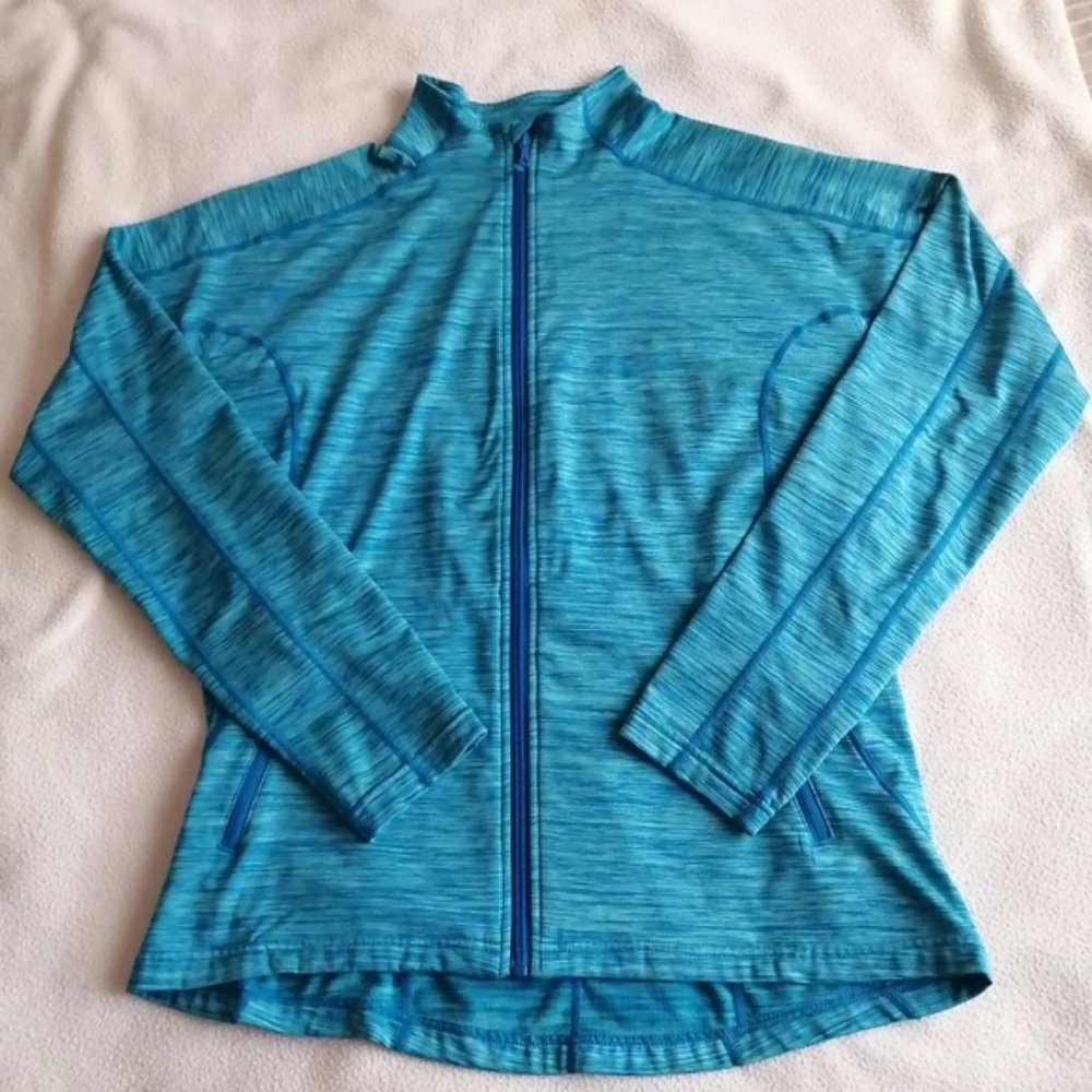 Levelwear Heathered Blue Long Sleeve Athletic Zip Up Jacket